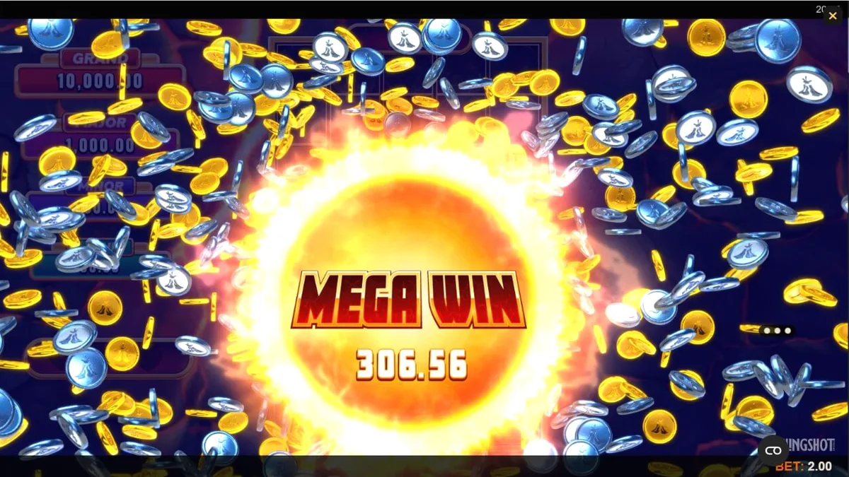 Tampilan visual slot Eruption Blaze Cashingo dengan tema gunung berapi
